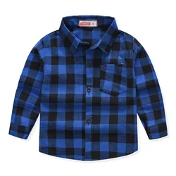 2023 New Toddler Boys Shirts Long Sleeve Plaid Shirt For Kids Spring Autumn Children Clothes Casual Cotton Shirts Tops 24M-8Y