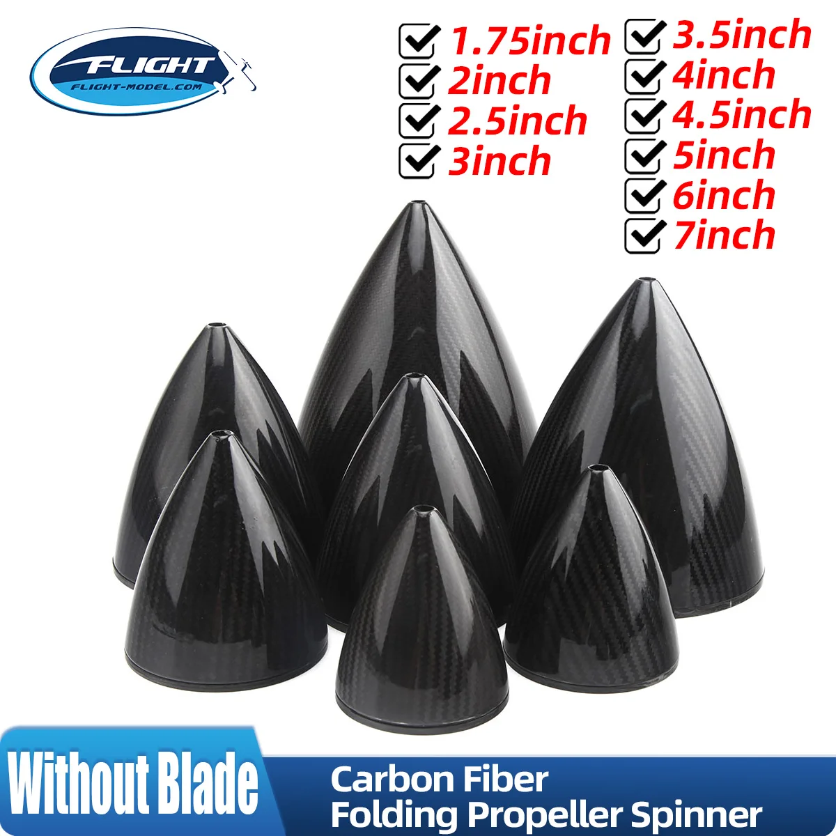 Carbon Fiber Folding Propeller Spinner Without Blade 1.75'' 2'' 2.5'' 3'' 3.5'' 4'' 4.5'' 5'' 6'' 7'' For RC Gas Airplane