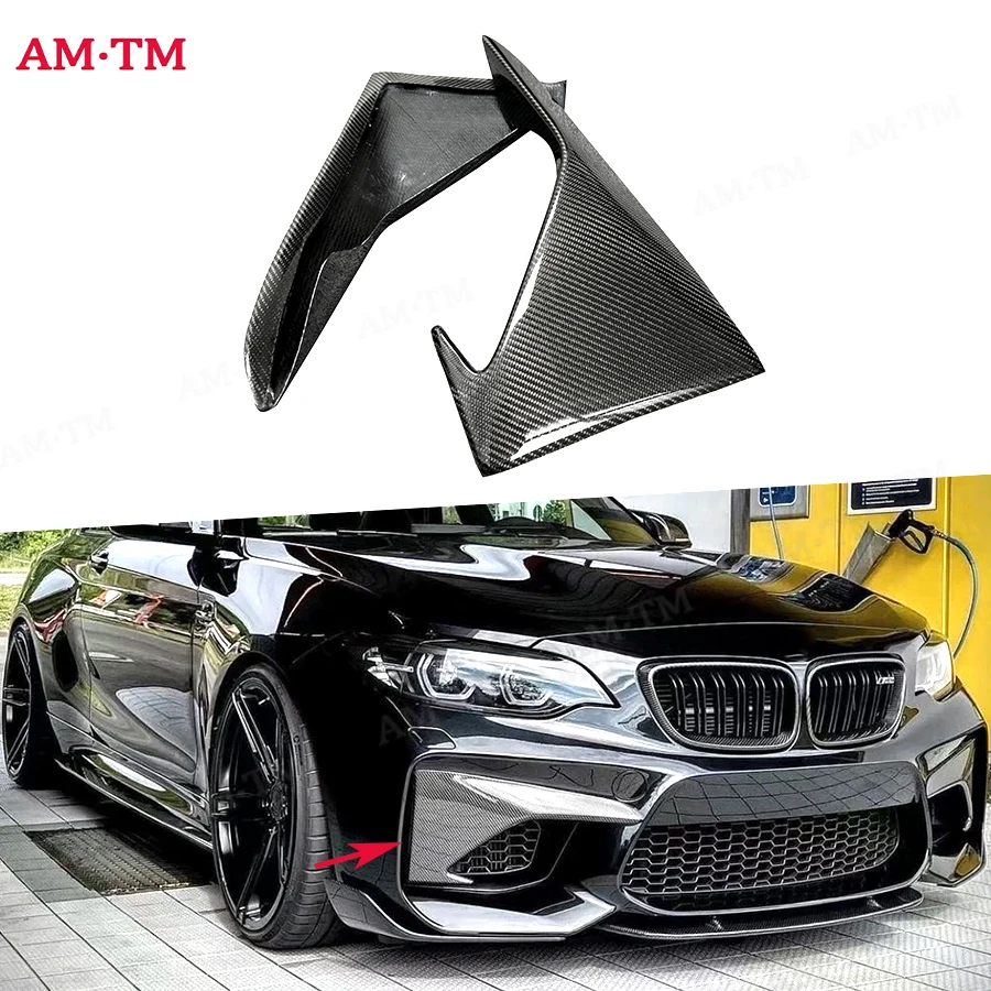

For BMW M2 F87 2014-2021 High quality Carbon Fiber wrap angle Car Front Bumper Splitter Corner Trim Cover Front Chin