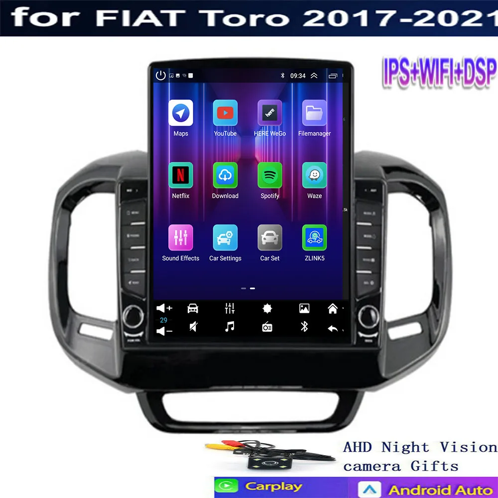 Car Android 14 Carplay For FIAT Toro 2017 - 2050 For Tesla Style Car Radio Stereo 2 Din Carplay AUTO 2DIN Multimedia Player GPS