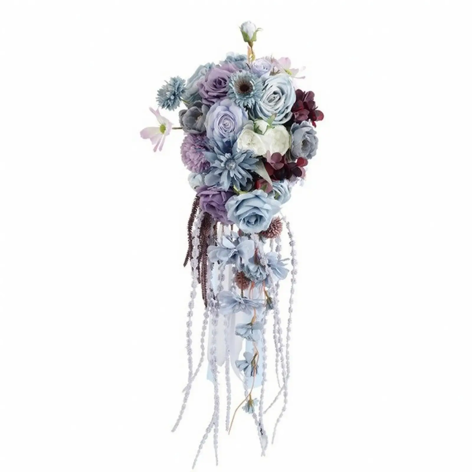 Cascading Bridal Hand Bouquet Non-Fading Silk Flower Bridal Bouquet with Trailing Stems Elegant Vintage for Brides, Event Decor