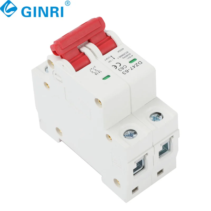 5 Buah DZ47Z-63 2P AC MCB Pemutus Sirkuit Miniatur 63A Pemutus Sirkuit Mini untuk Sistem PV Surya