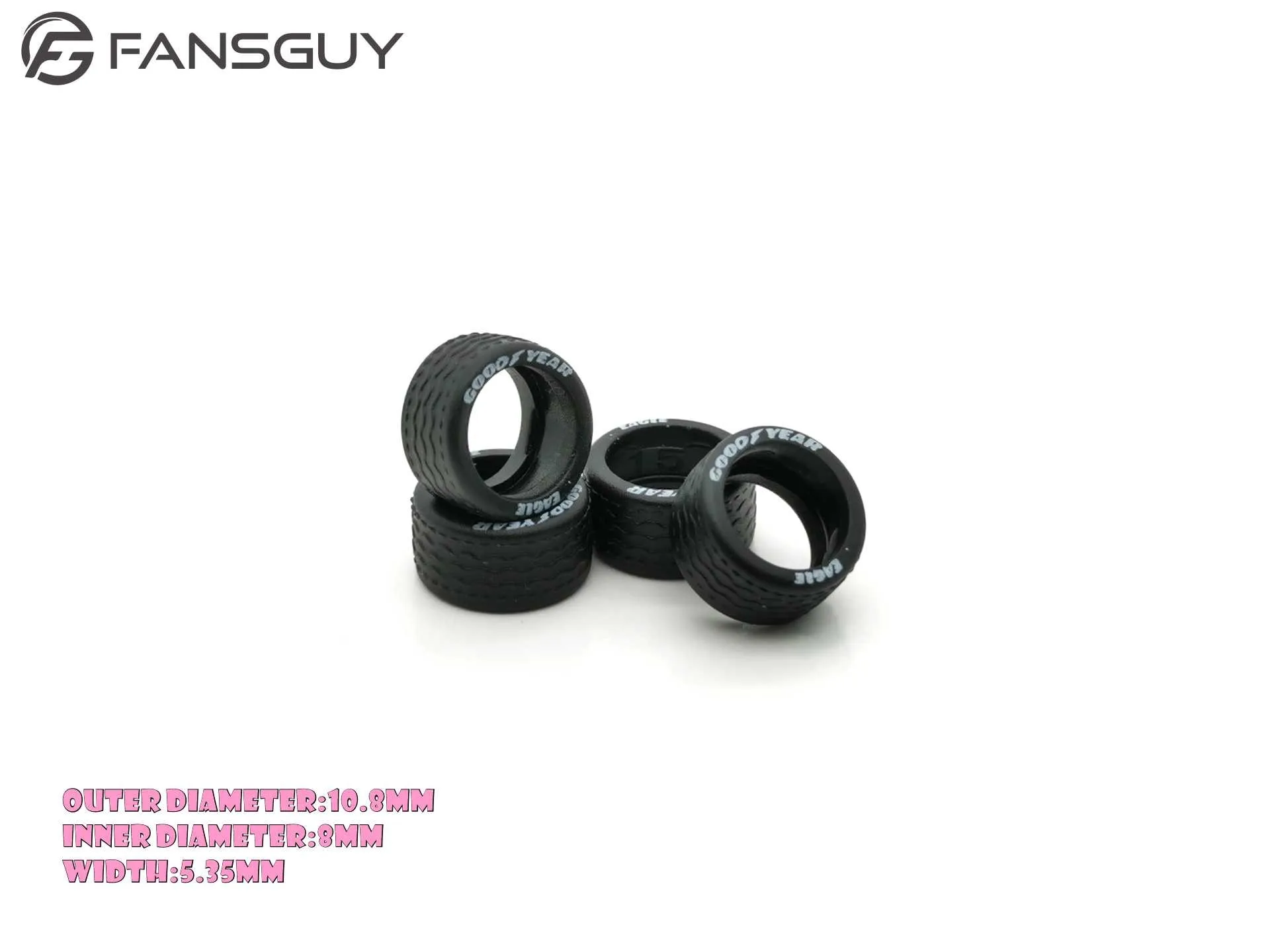 FANSGUY 1/64 Erwachsenen-Automodell-Radteile Gummireifen 1 Set 10,8mm/11mm/12,8mm/13mm/14,5mm/16,9mm Druck-Schriftserien – Detail 9