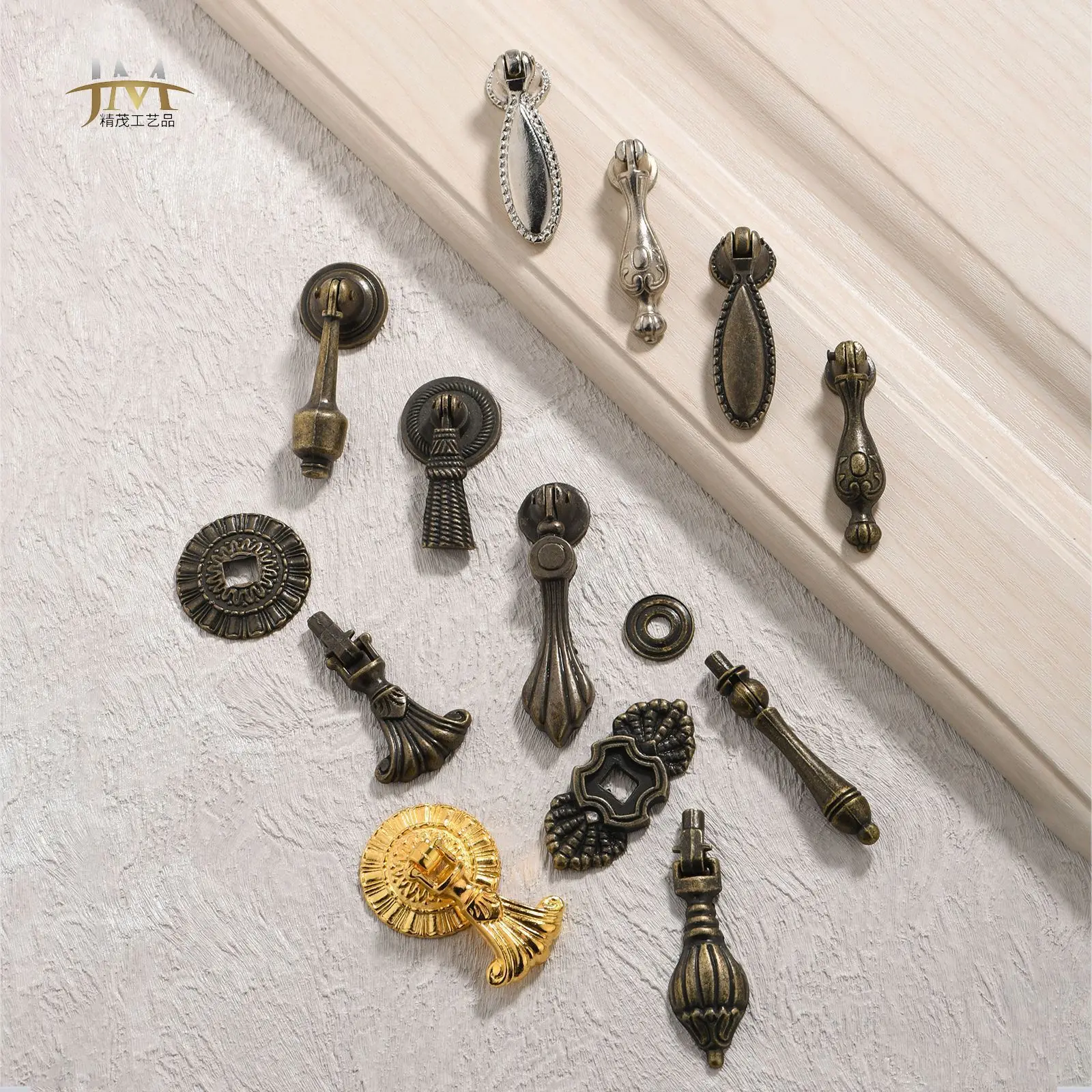 European pastoral single-hole bronze cabinet door wardrobe antique handle zinc alloy European handle door handle