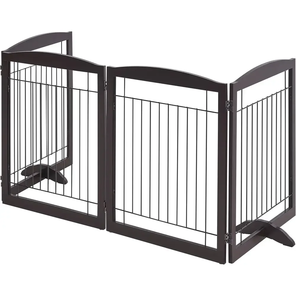 

Extra Wide 32-inch Tall Folding Wire and Wooden Pet Gate for Dogs, Suitable for Indoor Use, Doorways, and Stairs (4 Panels)