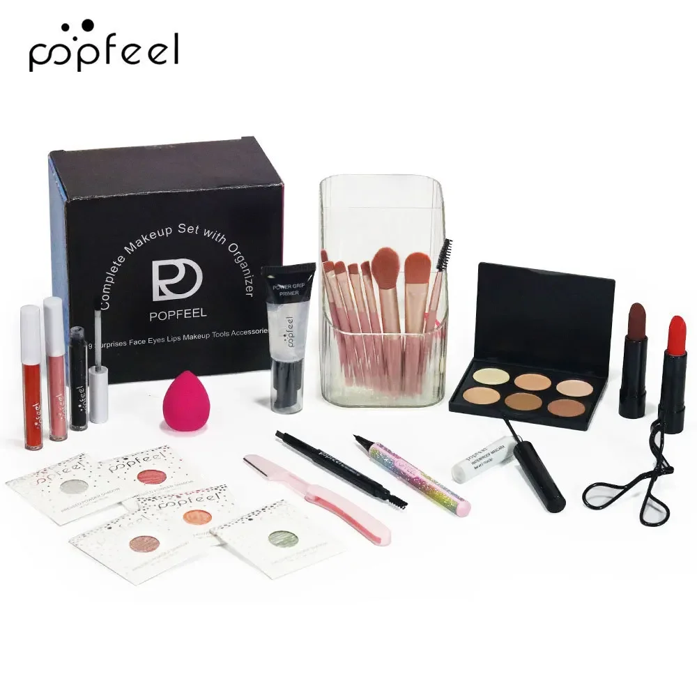 Bestverkopende Popfeel Make-upkit Volledige set Alles in één Oogschaduw Wenkbrauw Lippenstift Mascaraborstel Luxe Sets Cadeau voor vrouwen Cosmetica