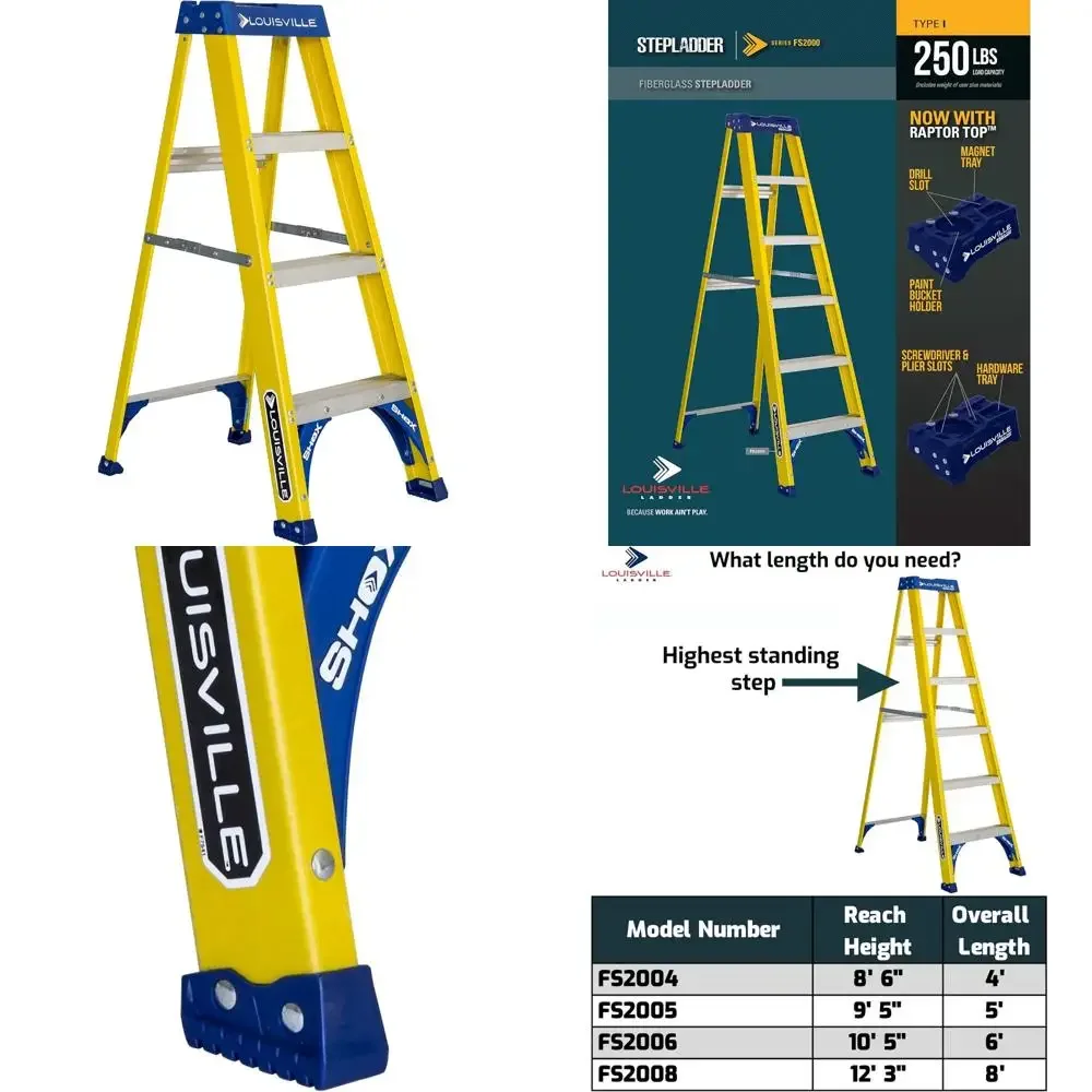 グラスファイバー製ステップラダー 耐荷重250ポンド 4フィート グラスファイバー製ラダー 重作業用