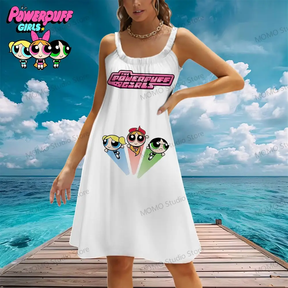 

Women's Beach Dress Sling The Powerpuff Girls Female Clothing Elegant Party Dresses 2024 S-3XL Cool Kawaii Lovely Cheap Clothes