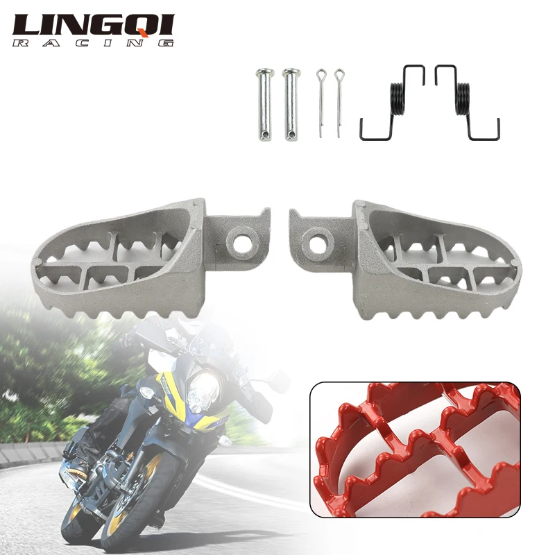 LINGQI RACING-pedales antideslizantes de aluminio, Pedal de apoyo para DL600 v-storm Dirt Bike Enduro Motocross, piezas universales
