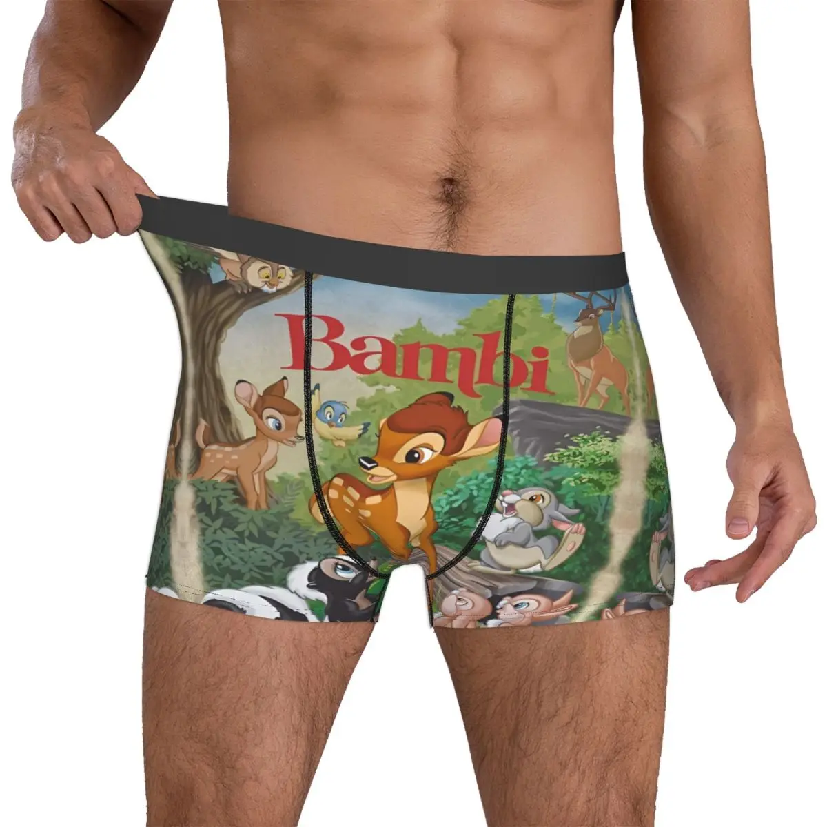 

Мужские трусы-боксеры Custom B-Bambies: дышащие, с принтом Бэмби, Фалин, Тампер, Цветы, мягкие, для мужчин