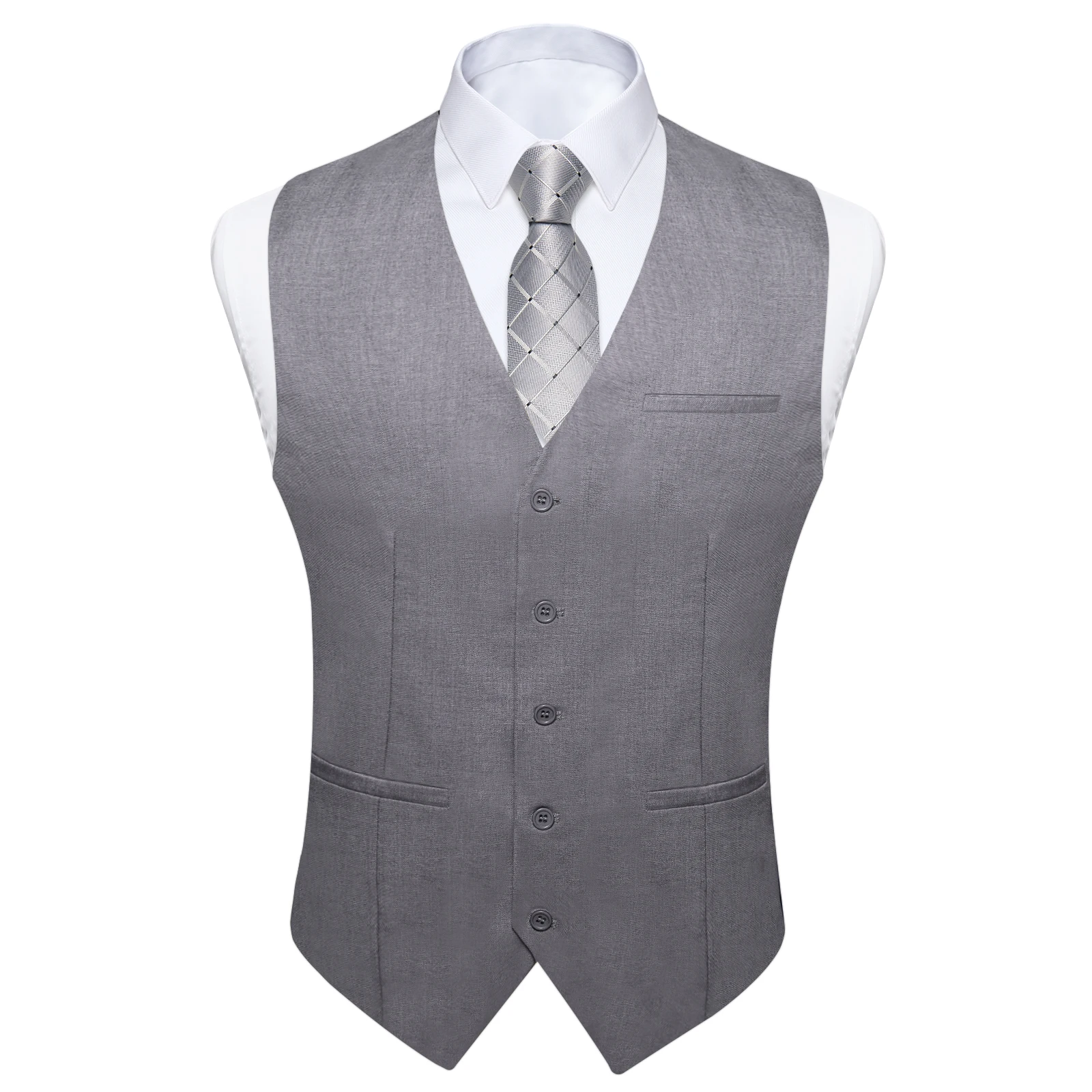 ClassicGray Sleeveless Dress Vest for Men Male Waistcoat Slim Fit Suit Vest Neck Tie Set Casual Gilet Homme Formal Business Vest