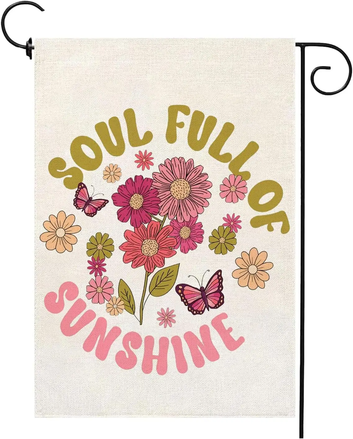 Spring Summer Floral Garden Flag Soul Full Of Sunshine 12x18 Inch Double Sided Seasonal Farmhouse Yard Outdoor Decor CP LLP  uui