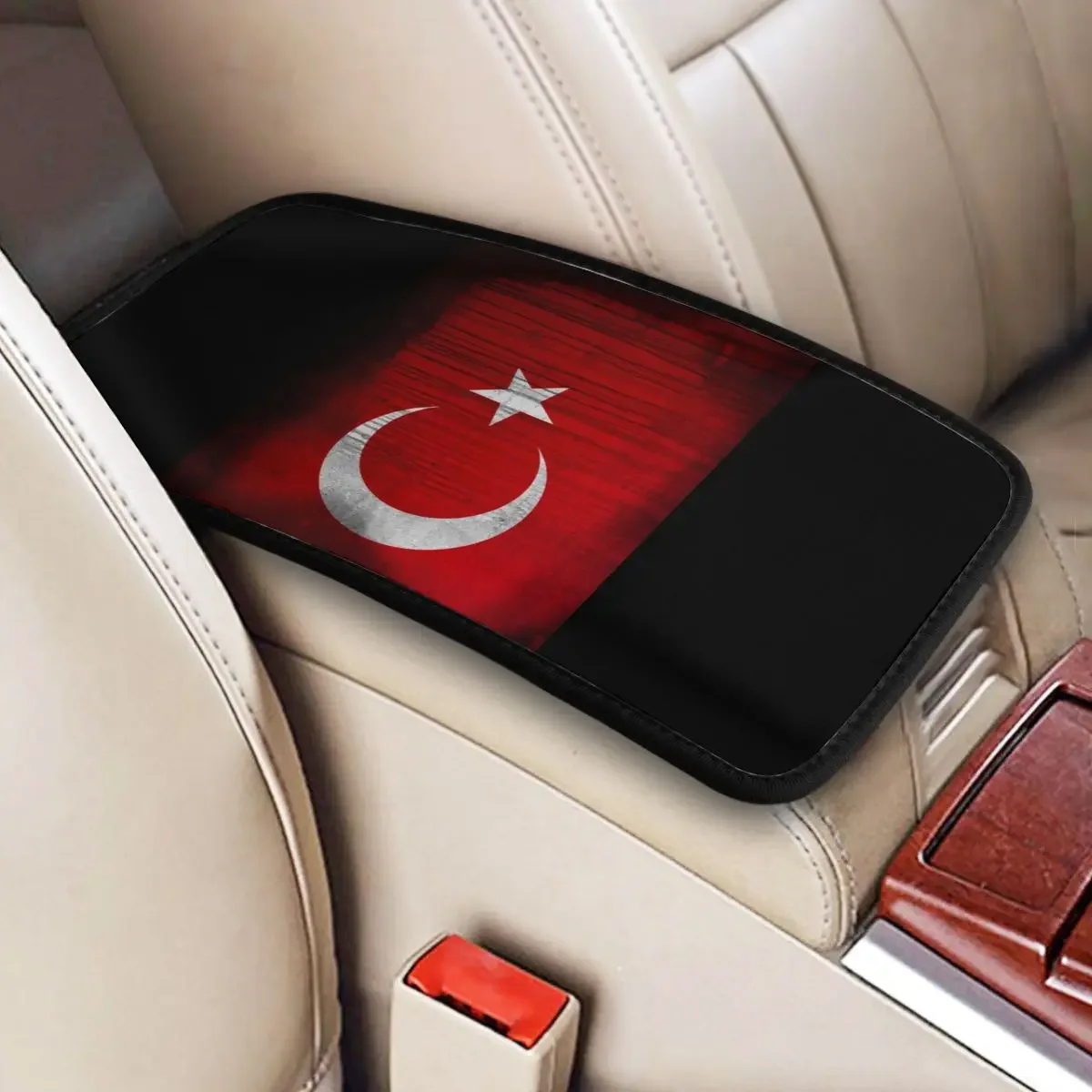 

32x19cm Car Armrest Cover Mat Leather Turkey Flag Center Handle Box Pad Cushion Auto Accessories Automobiles Armrest Pad