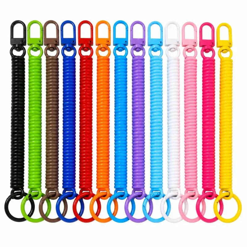10~50pcs Spirals Retractable Springs Keychain, Anti-loss Safety Key Rings with Metal Clasp, Prevents Theft and Losing Keys