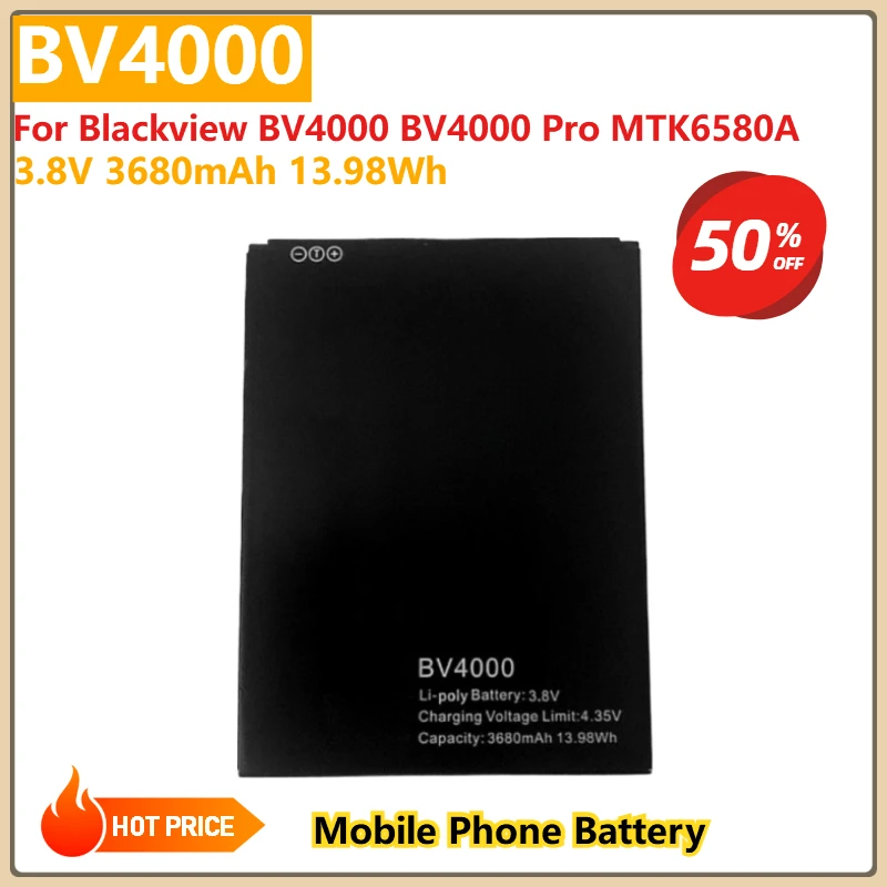 

BV4000 Replacement Mobile Phone Battery 3.8V 3680mAh 13.98Wh For Blackview BV4000 BV4000 Pro MTK6580A
