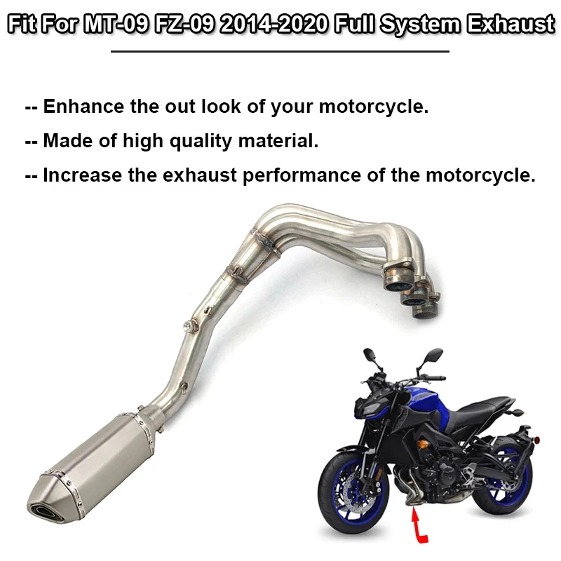 51mm Fit for YAMAH MT09 FZ09 MT-09 FZ-09 2014-2020 Full Set Motorcycle Exhaust Pipe Plus Front Engine Link Pipe With DB Killer