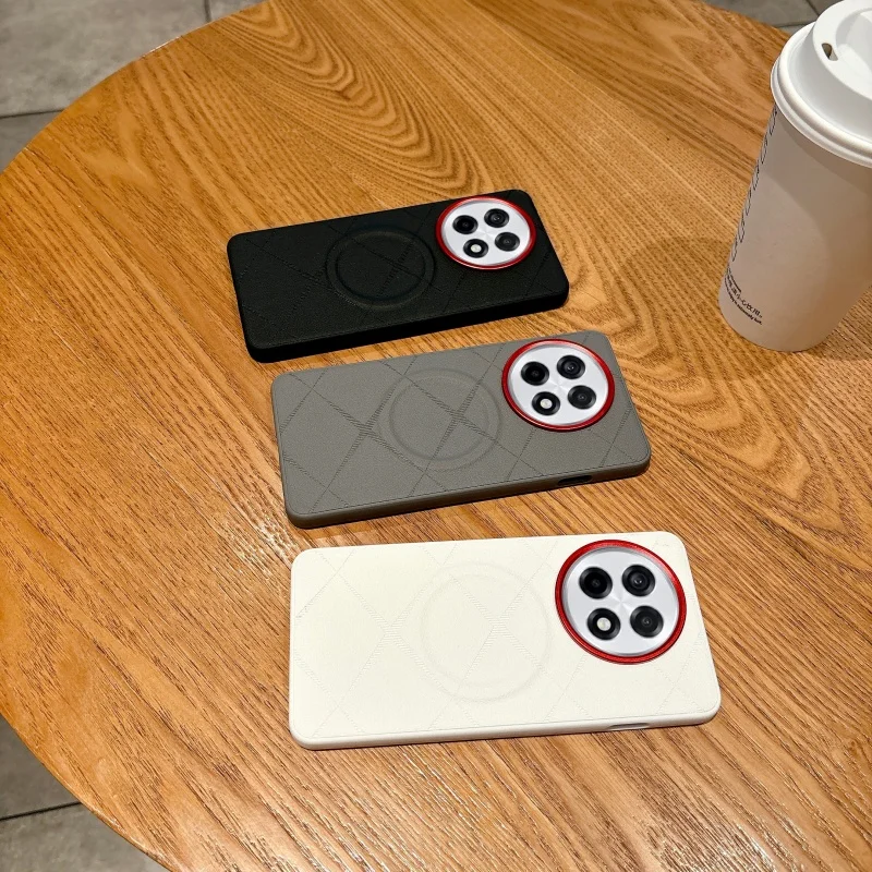 

Чехол для OnePlus 13 Ace 5 Pro 13R, роскошный магнитный чехол из искусственной кожи с текстурой, твердый переплет с металлической кнопкой для OnePlus ACE5