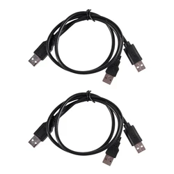 2X USB 2.0 Type A Male To Dual USB A Male Y Splitter Cable Cord Black