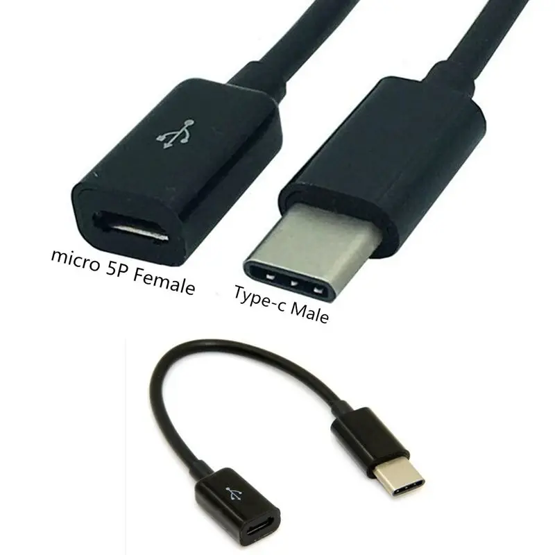 

Черный/белый кабель для передачи данных USB 3.1 Type-C Public To Micro 5-контактный гнездовой адаптер для передачи данных телефона
