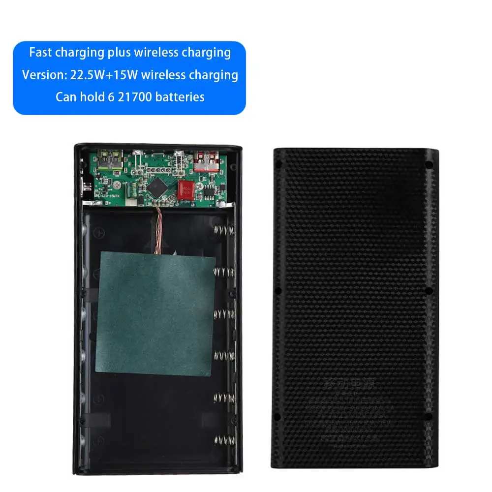 6x21700 شحن سريع علبة البطارية 10 واط 15 واط 22.5 واط QC3.0 شاشة الكريستال السائل انفصال قذيفة صندوق شحن لاسلكي لشاحن الهاتف المحمول #1