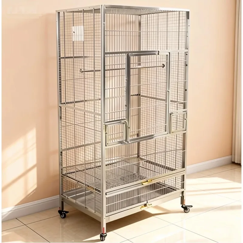 Luxury Large 304 Stainless Steel Bird Cage For Parrots/Birds Breathable & Stable Design Easy Assembly Indoor/Outdoor Pet Use