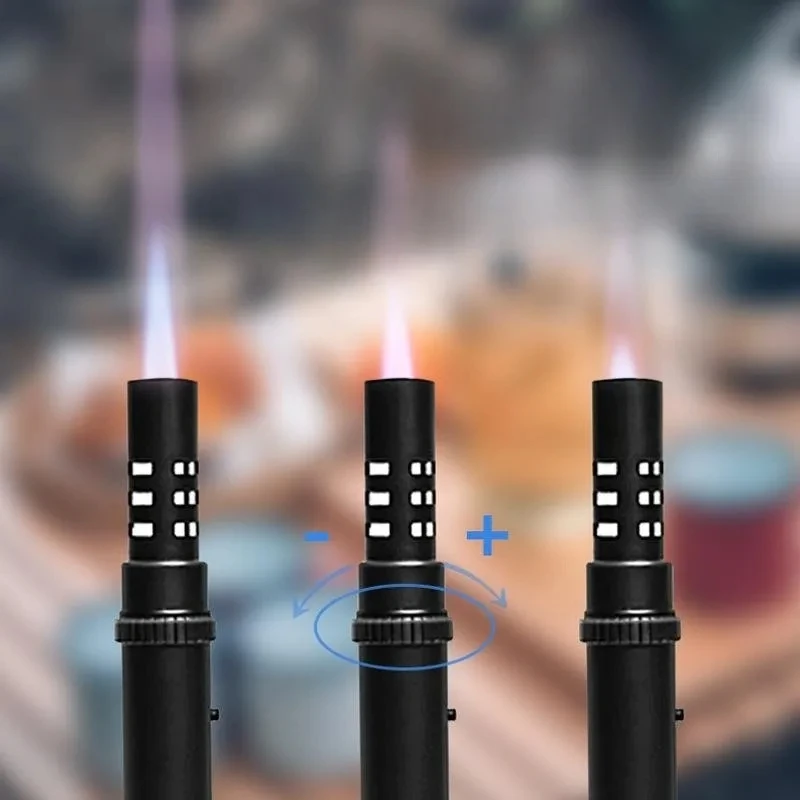 Hot Windproof Metal Blue Flame Big Fire Double Direct Torch Butane Gas Lighter Kitchen Barbecue Camping Cigar Tool High End Gift