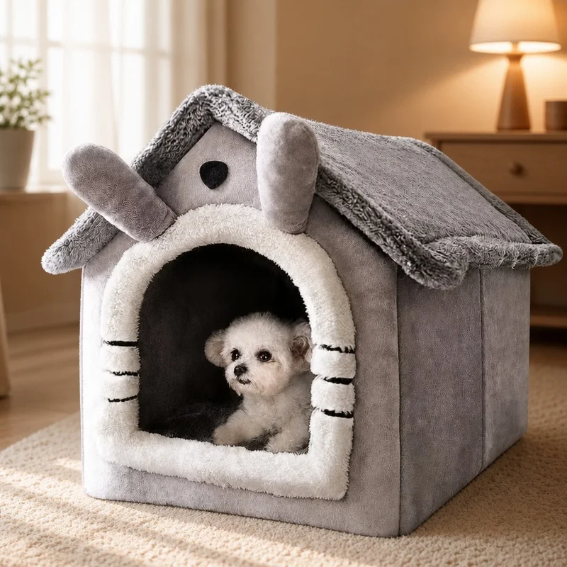 Image of Ganzjahres-Weichkissen-Haustierzelt für Hunde und Katzen im Innenbereich, abnehmbares und leicht zu reinigendes Bett