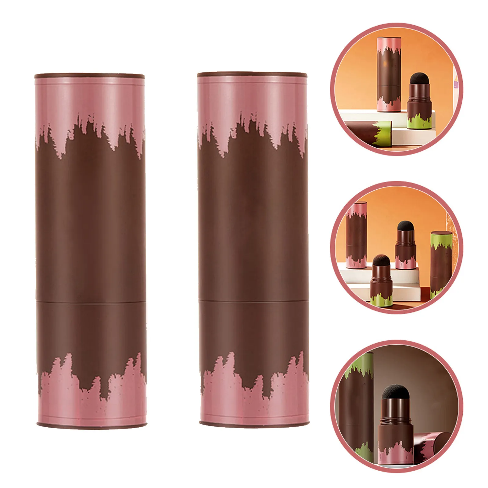 2Pcs Hairline Powder Concealer Sponge Pen Waterproof Hair Shading Tool for Hair Thinning Coverage Eyebrow Nose Shadow Multi Use