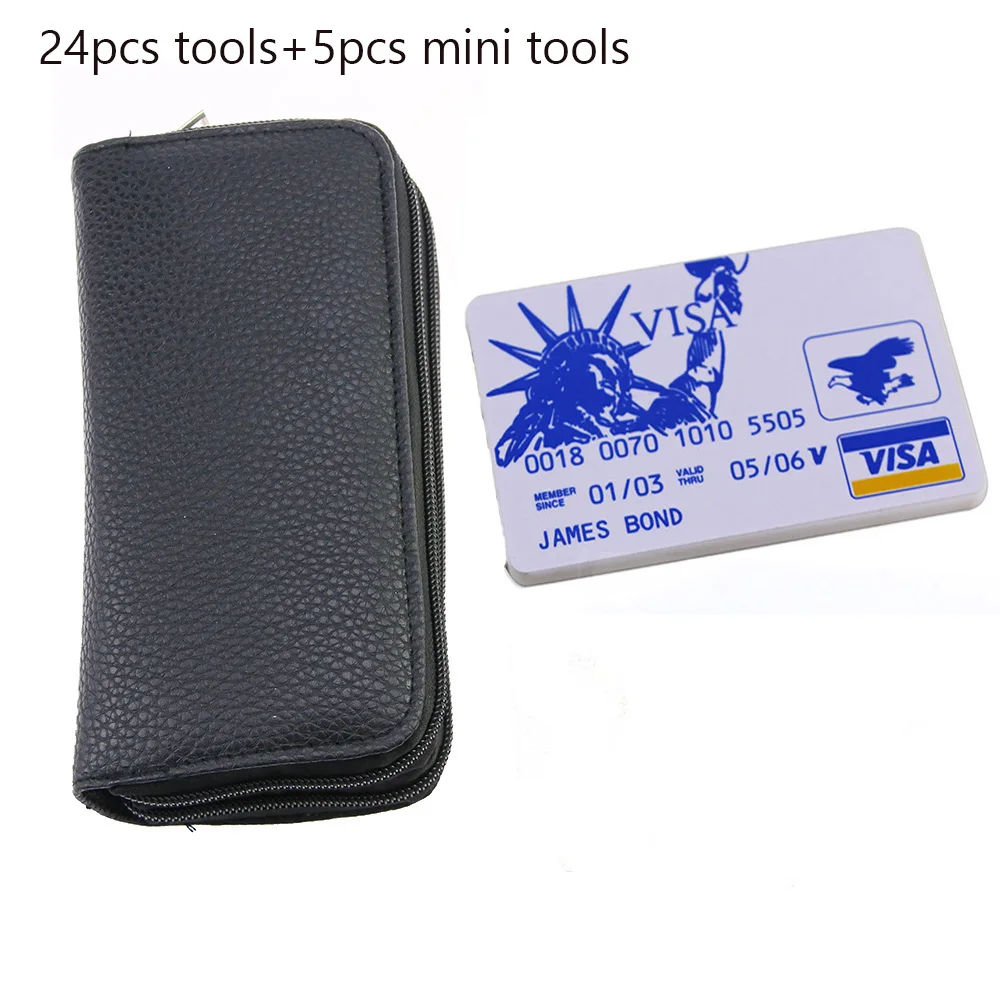24pcs Locksmith Titanium Plating Tool Kit with Grey Handle,Beginner and Locksmith Practice picktools