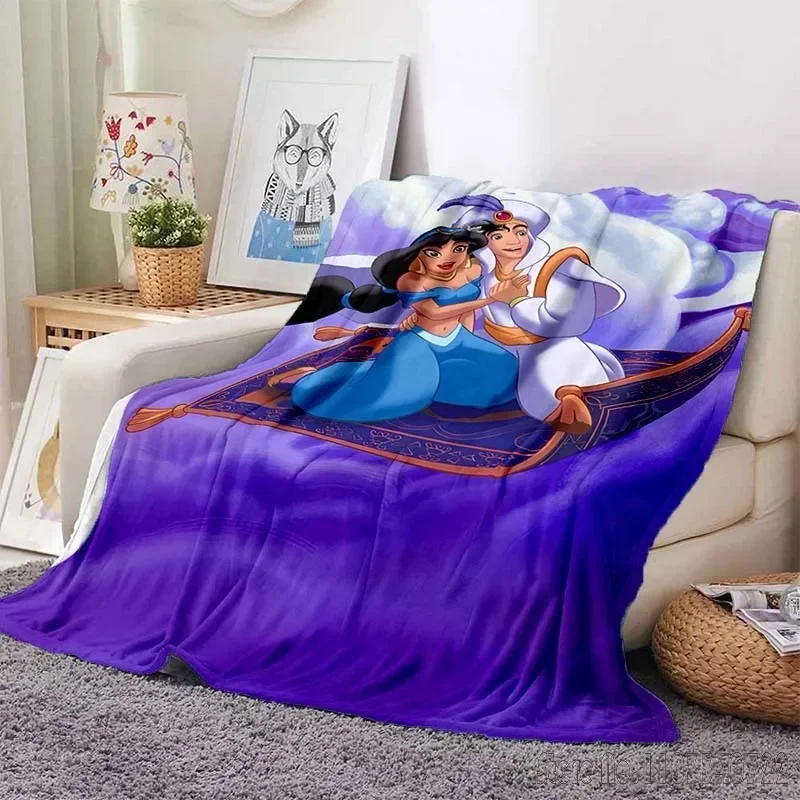 Disney Aladdin Jasmine Blanket Soft Fluffy Children Adults Sofa Plush Summer Quilt Girl Bedspread Throw Blanket for Sofa Bed