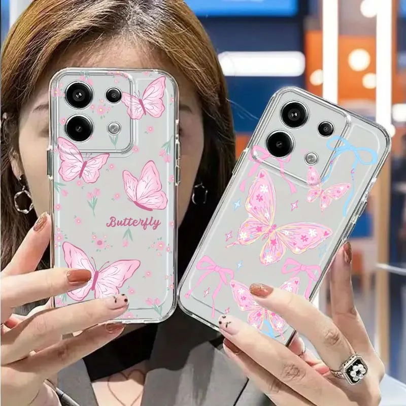 

Butterfly Bowknot Pink For Xiaomi Poco C85 C71 M8 F7 X7 X6 F6 M6 X5 F5 F4 F3 F2 Pro Ultra 5G Space Shell Phone Case