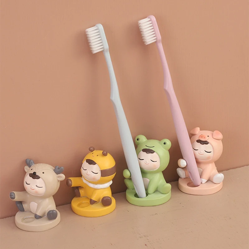 Cute Frog Bee Deer Penholder Resin Toothbrush Stand Storage Makeup Brush Holder Bathroom Desktop Craft Decoration Ornament