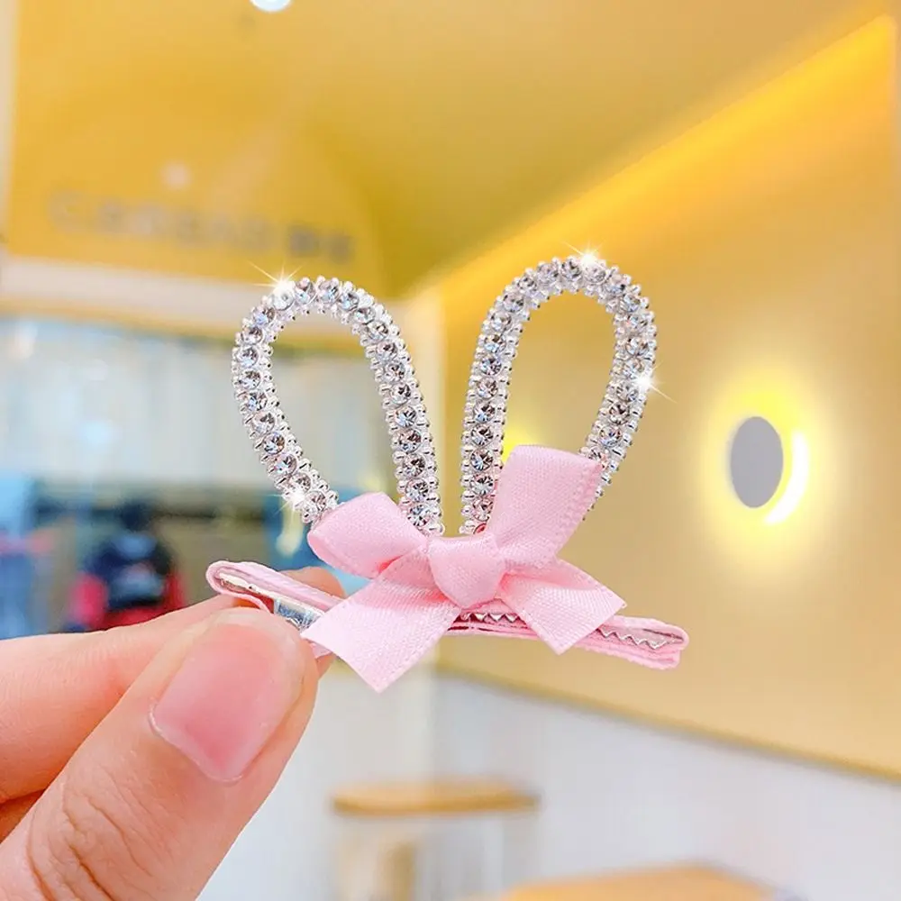 Lovely Fashion Star Crown Rhinestone Girl Headdress Rabbit Ear Bow Hair Clip Kids Hairpin Hair Accessory Headwear