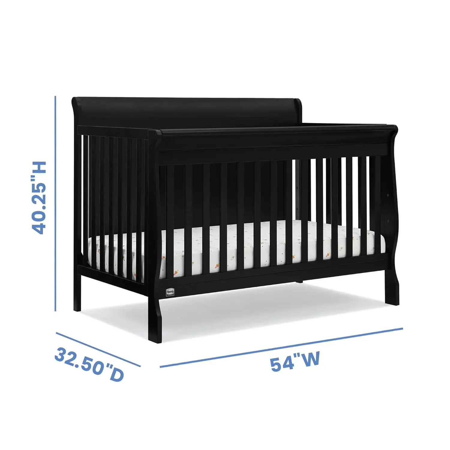 Simmons Kids Carter 6-in-1 Convertible Crib - Greenguard Gold Certified, Black Ebony