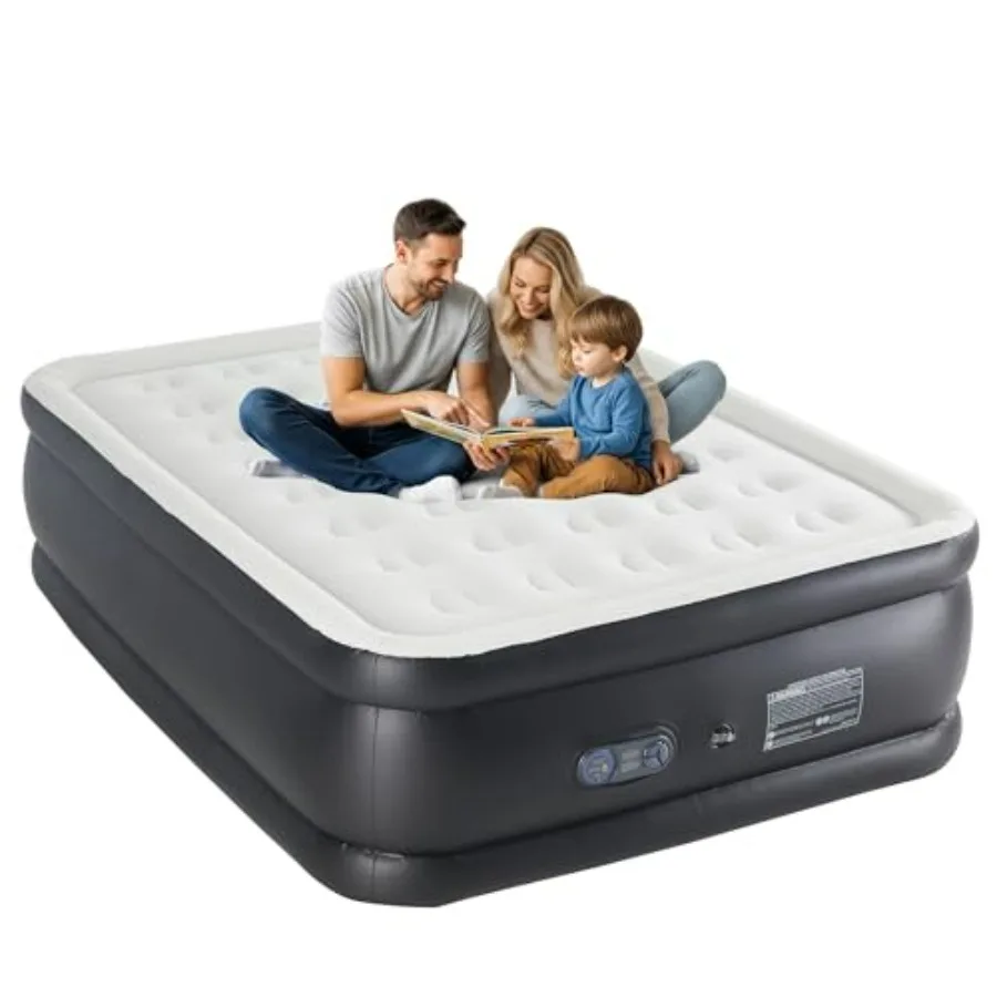 

Camping air mattress with built-in electric pump, PVC material, gray color, 22-inch height, waterproof and portable for travel