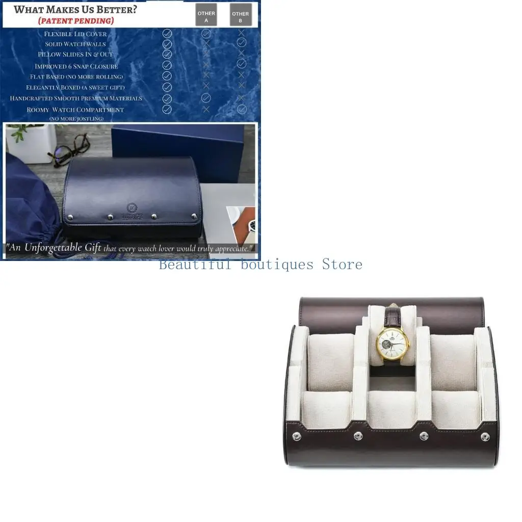 

U4LF Exquisite Jewelry Display Holder Travel Case Large Capacity 6-Bit Watch Men Gift Watch Storage Box Watch Roll