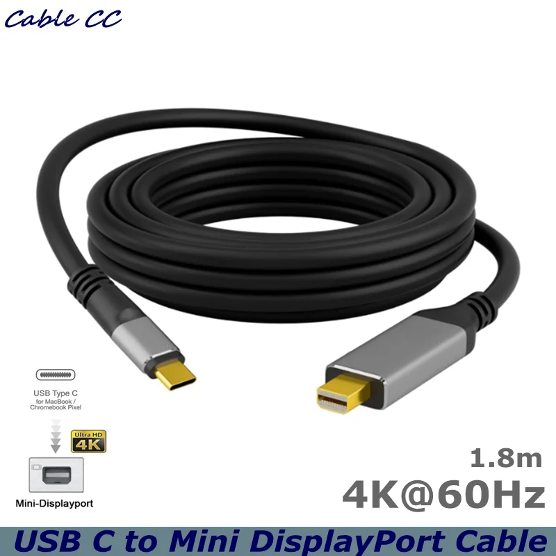

Кабель USB C — Mini DisplayPort 2 Type-C — Mini DP, 4K при 60 Гц, (Thunderbolt 3/4) Совместим с Mac Pro, HP, Surface BooK