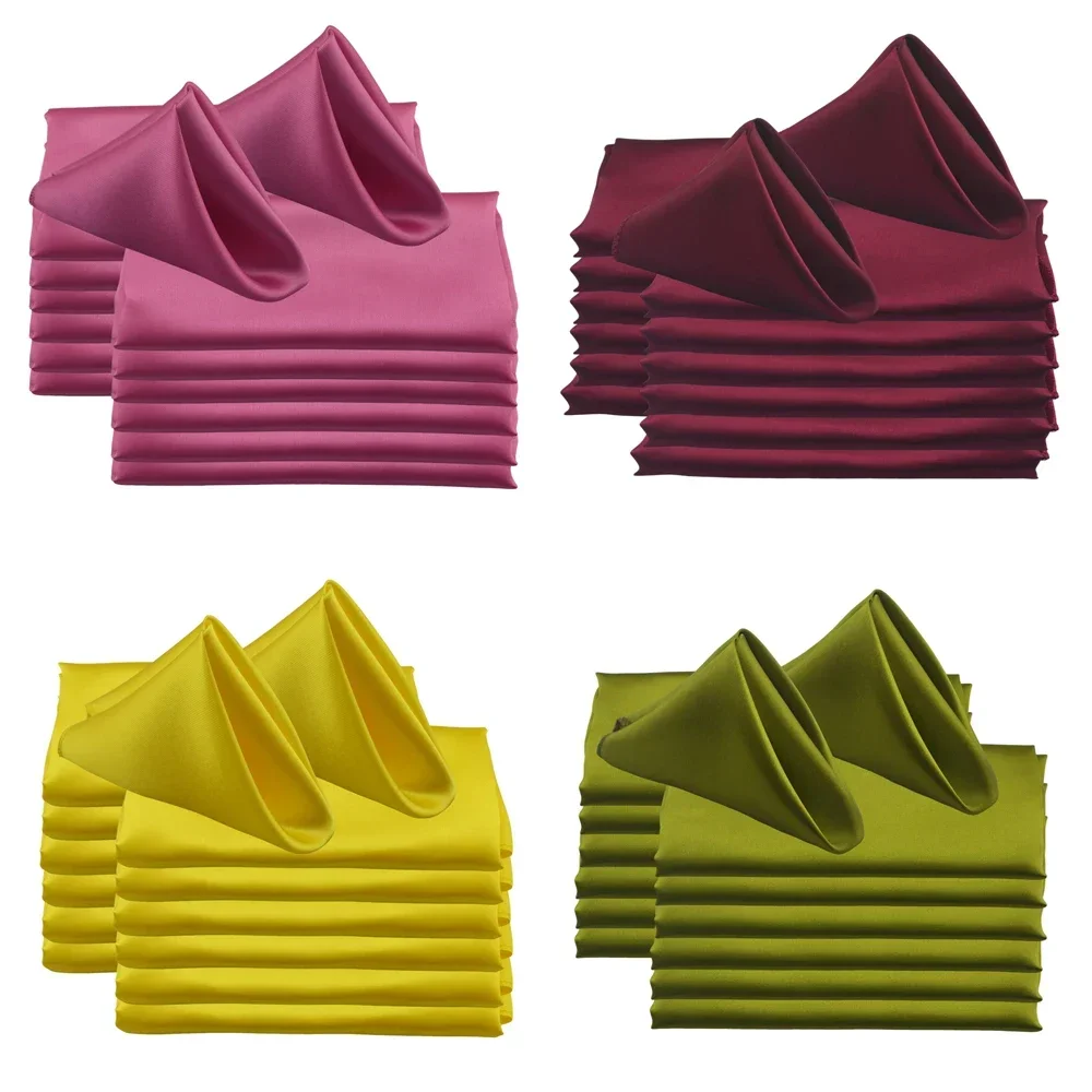 50pc Square 30x30cm Satin Elegant Satin Napkins Perfect For Wedding Graduation & Dinner Parties Restaurant Coffee/Cake Tea Towel