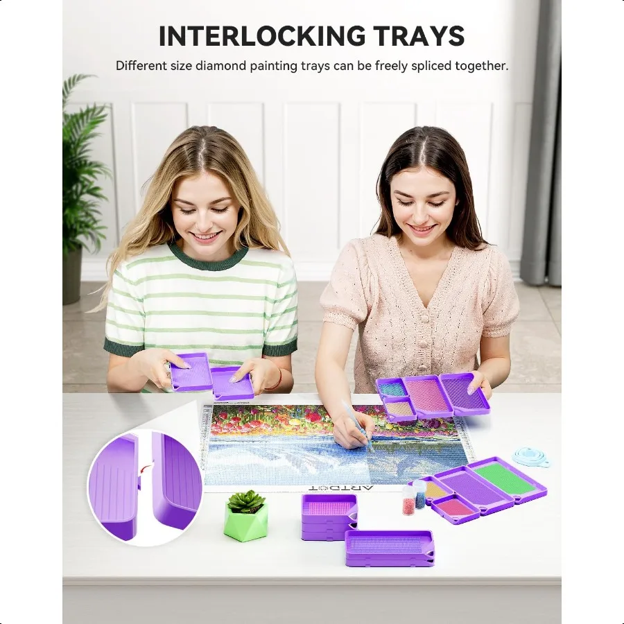 10Piece Interlocking Diamond Art Trays Kits for Adults Stackable Diamond Painting Accories and Tools