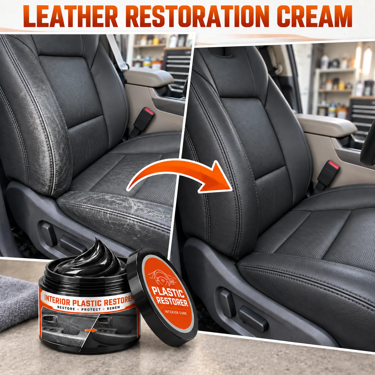 Car Interior Leather Plastic Restoration Cream Refresh Faded Surfaces for Seats Door Panels Auto Trim Parts