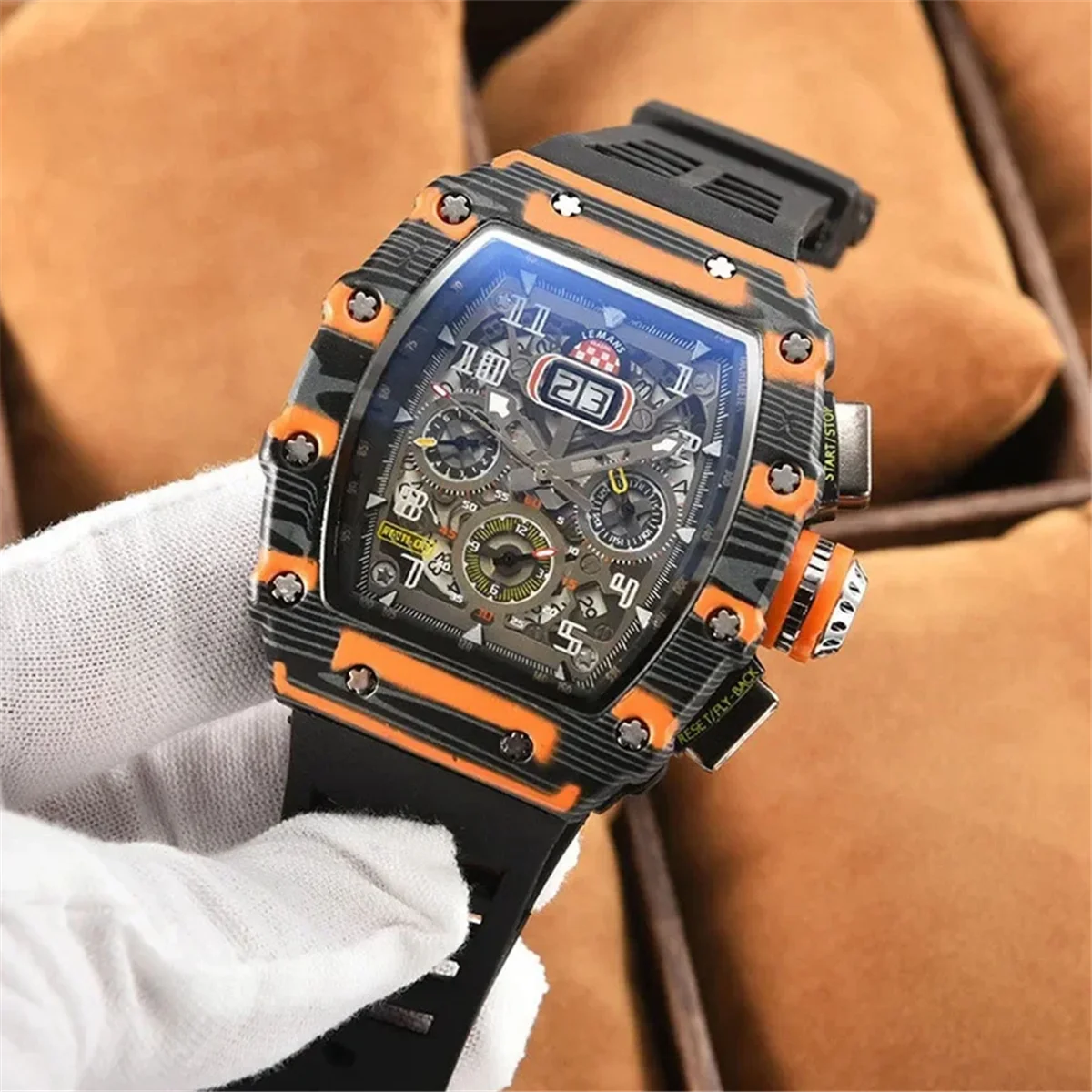 

Better Quality Luxury Mechanical Style Men'S Watch Waterproof 6 Needle Run Second Watch Wine Barrel Shaped Quartz Watch 3