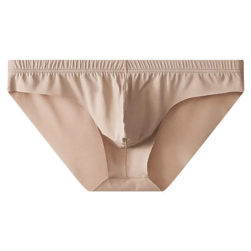Men's Sexy Brief Summer Seamless Ice Sik Ulta-thin Elastic Quick Dry Cool Feel Underwear Youth Low Waisted U Convex Poiuch Tanga