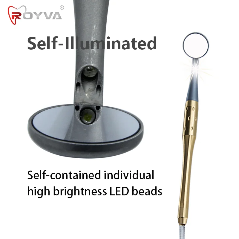 royva Dental LED Mirror Self-Illuminated Fast Defogging Ultra clear imaging Aluminum Alloy HD Bright Tooth Dental Instruments