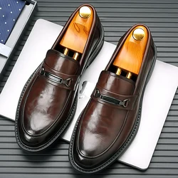 Zapatos de cuero genuino hechos a mano para hombre, mocasines informales italianos, transpirables, para oficina, diseño sin cordones, para conducir