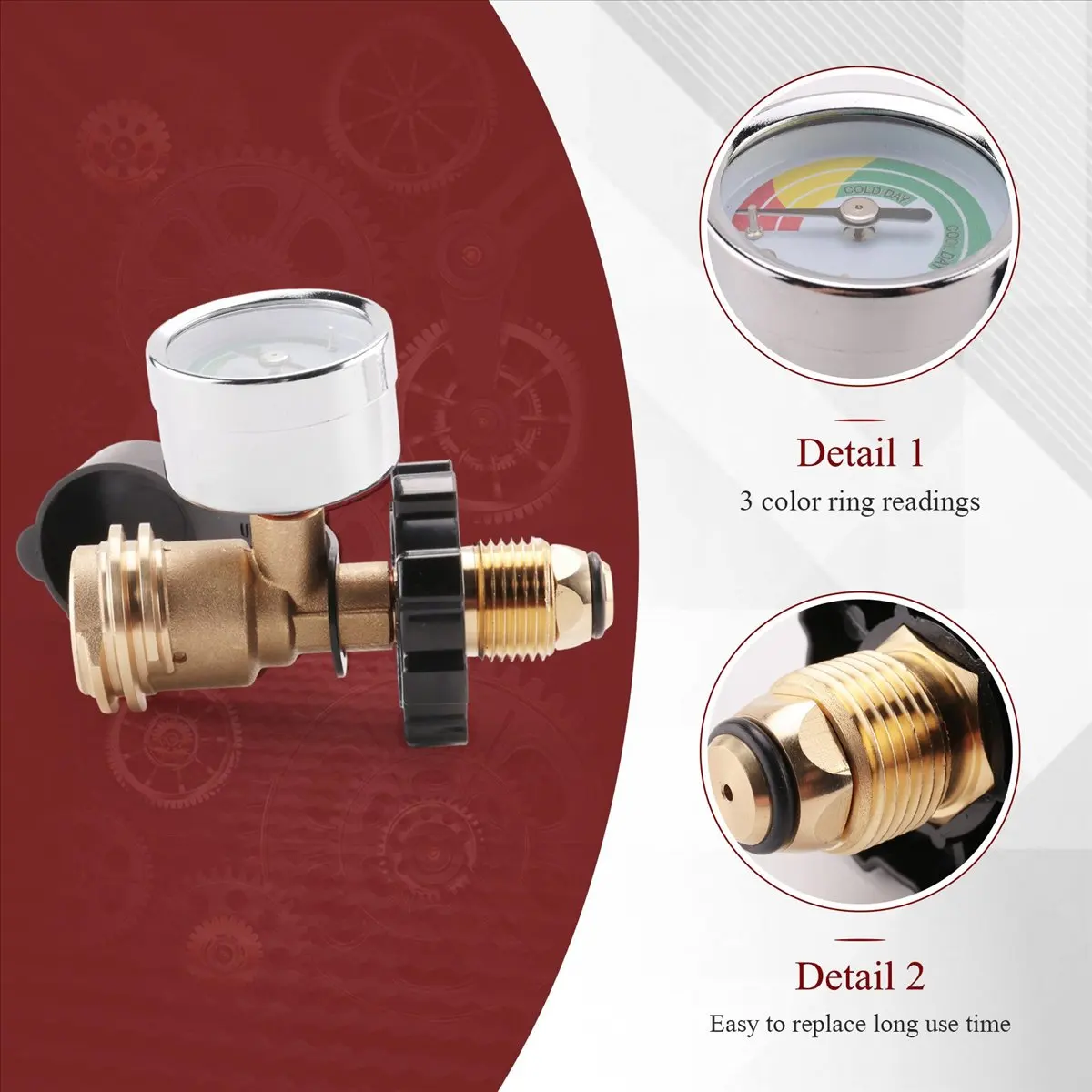 POPULAR-1Pack Propane Tank Gauge with POL Connection,for 5-100Lb Propane Tank, Stay Accurate At Different Temperatures