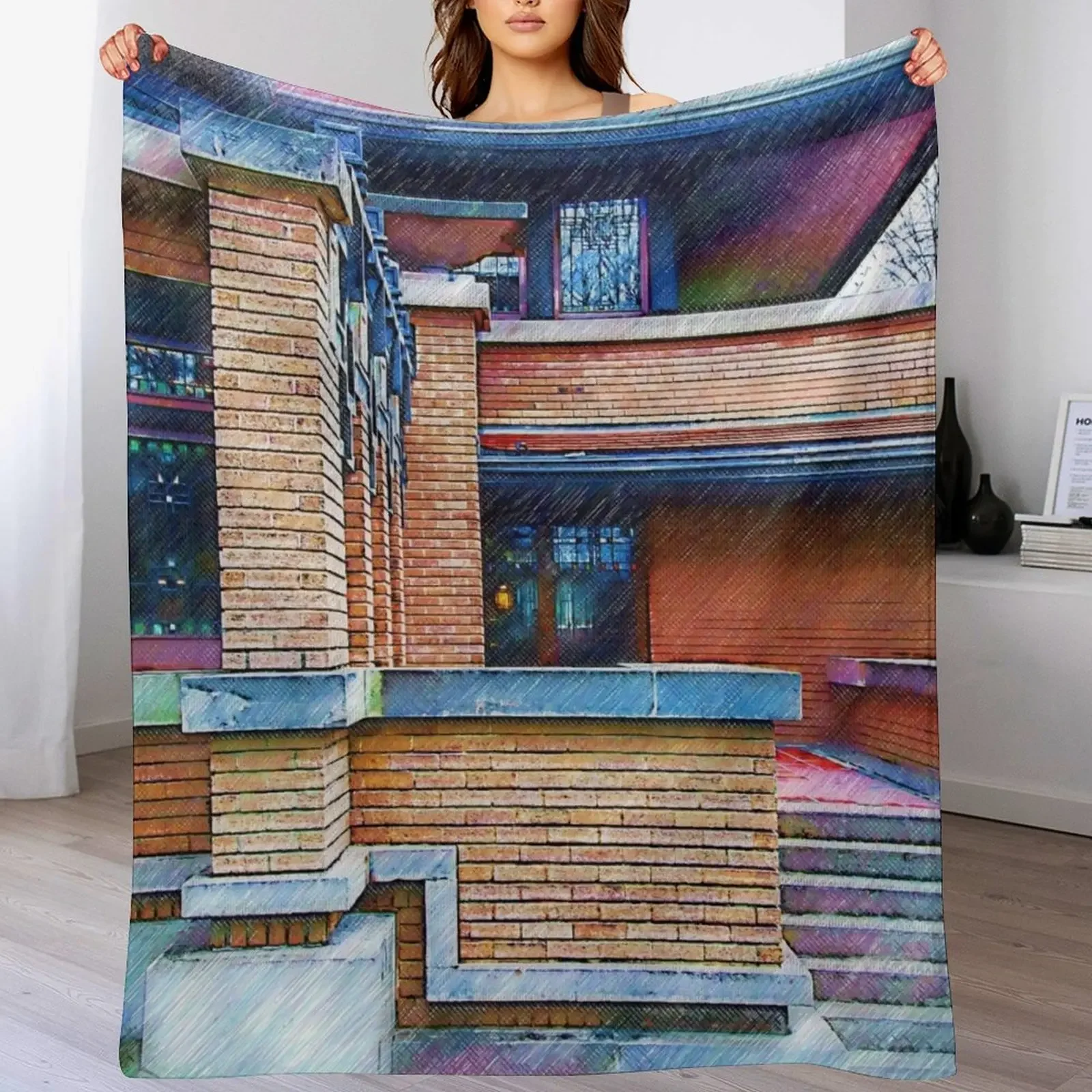 

Meyer May House Sketched Throw Blanket Weighted Luxury Decorative Sofas Stuffeds Blankets