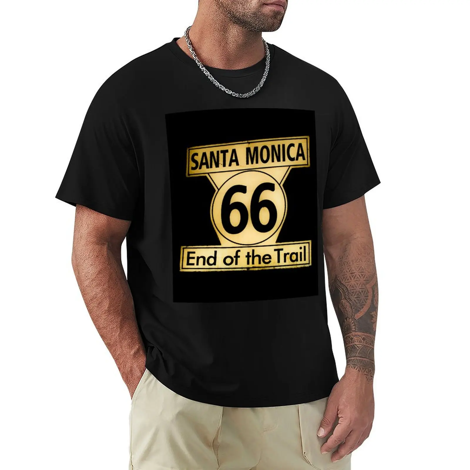 

Route 66 End of the Trail at Santa Monica Pier, California, USA T-Shirt Work Wear Short Sleeve T-Shirt