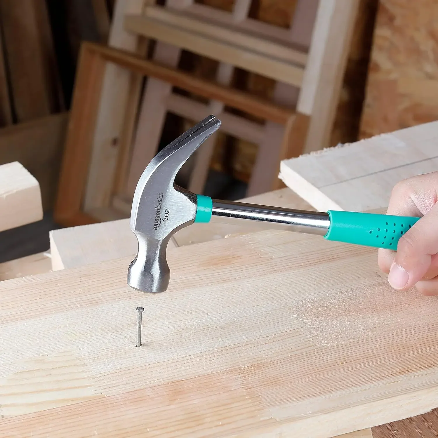 Martelo de 8 onças, turquesa, construção em aço resistente e durável