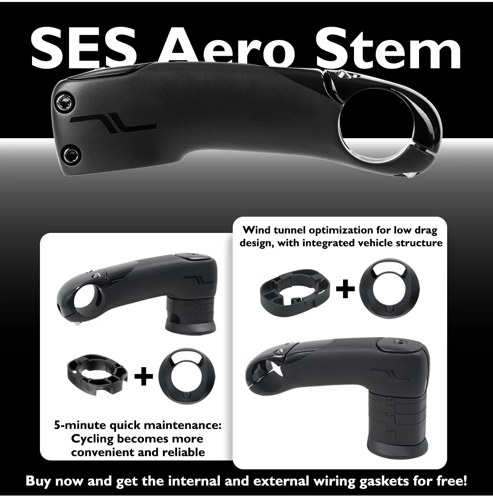 SES Aero Integrierter Rennrad-Vorbau, Carbonfaser-Design mit versteckter Kabelführung, -7 ° Winkelstütze, 80mm-130mm, 31,8mm Klemme, Fahrradzubehör – Detail 8