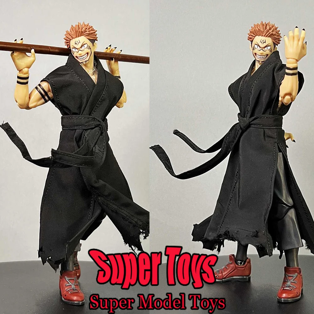 

In Stock 1/12 Scale Male Soldier Clothes Jujutsu Kaisen Ryomen Sukuna Casual Black Robe For 6-inches SHF Action Figure Model